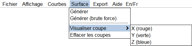 Surface menu